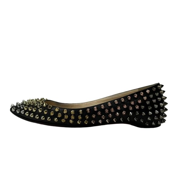 Christian Louboutin Black Spike Studded Pointed Flats, 35 - Picture 3 of 7